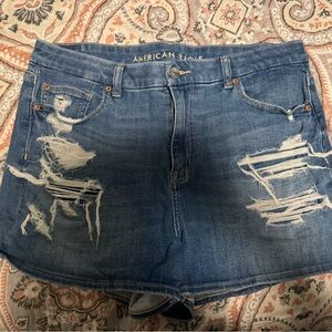 American Eagle Curvy High Rise Distressed Denim Shorts